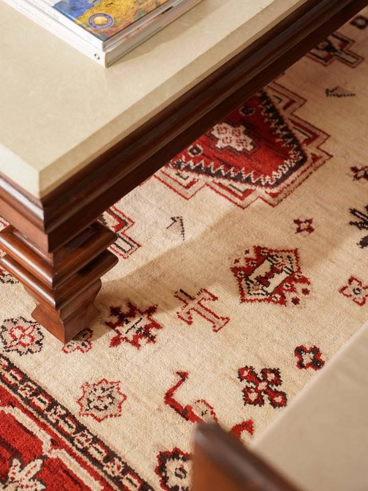 Gold & Red Traditional Medallion Area Rug with Ornate Border