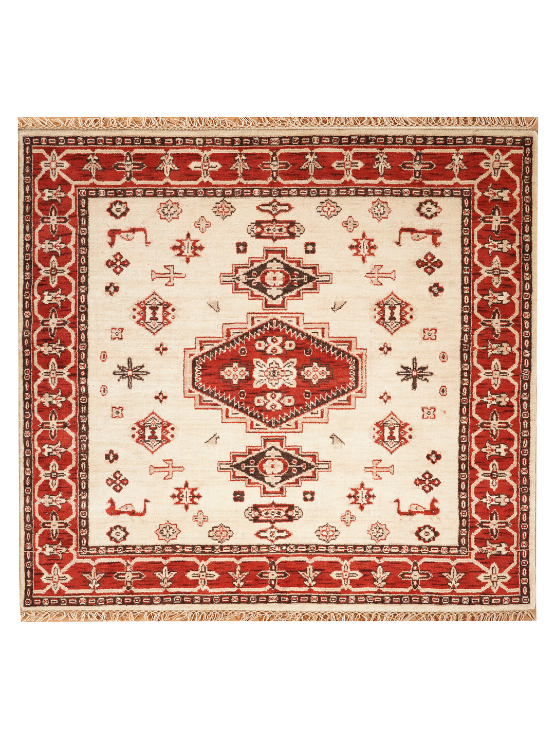 Gold & Red Traditional Medallion Area Rug with Ornate Border