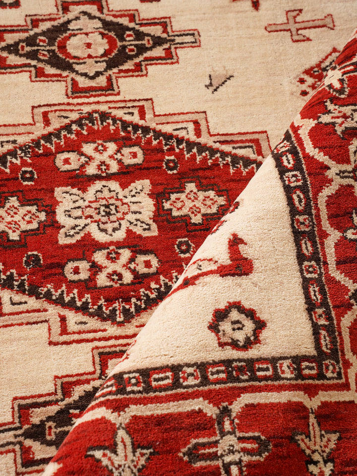 Gold & Red Traditional Medallion Area Rug with Ornate Border