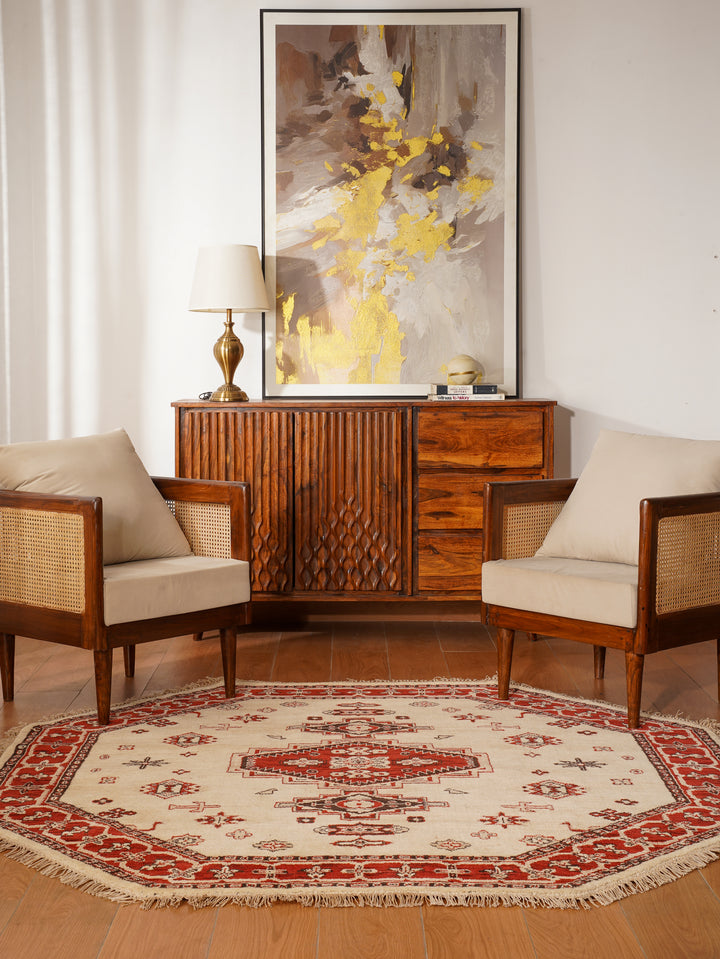 Gold & Red Traditional Medallion Area Rug with Ornate Border