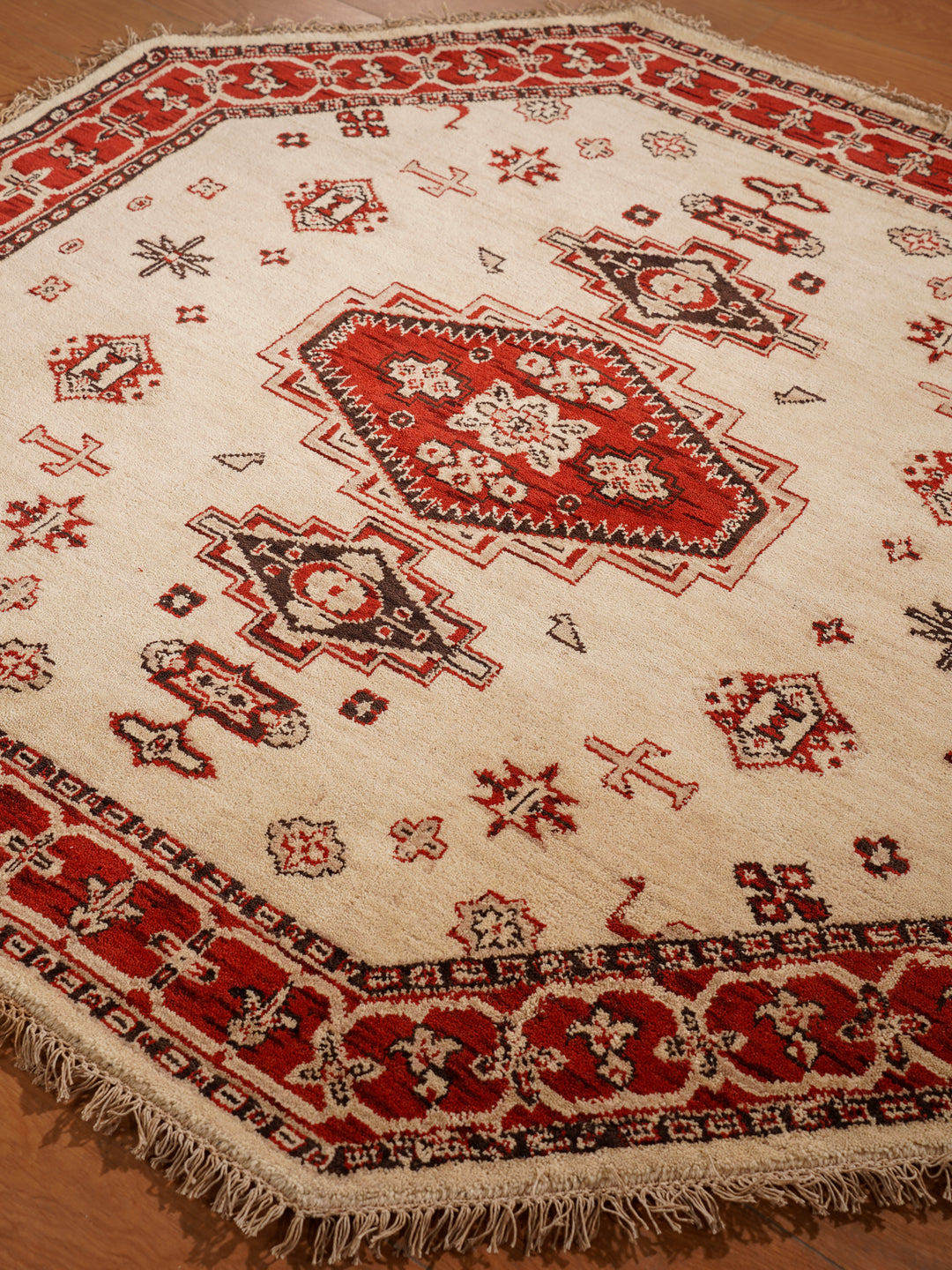 Gold & Red Traditional Medallion Area Rug with Ornate Border