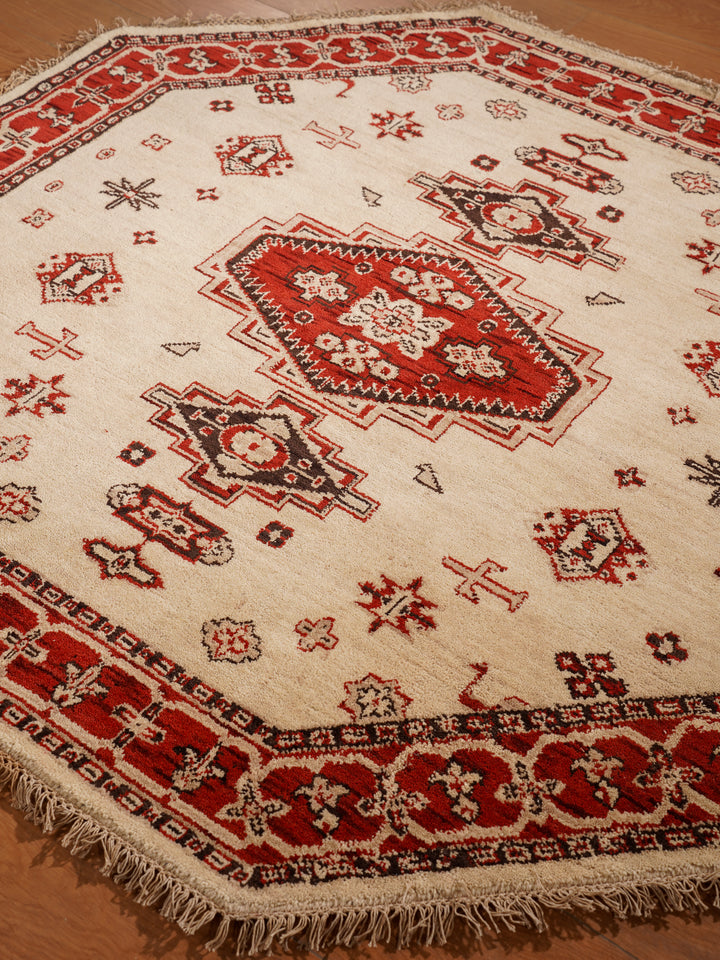 Gold & Red Traditional Medallion Area Rug with Ornate Border