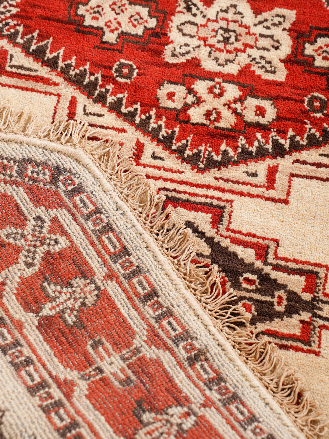Gold & Red Traditional Medallion Area Rug with Ornate Border