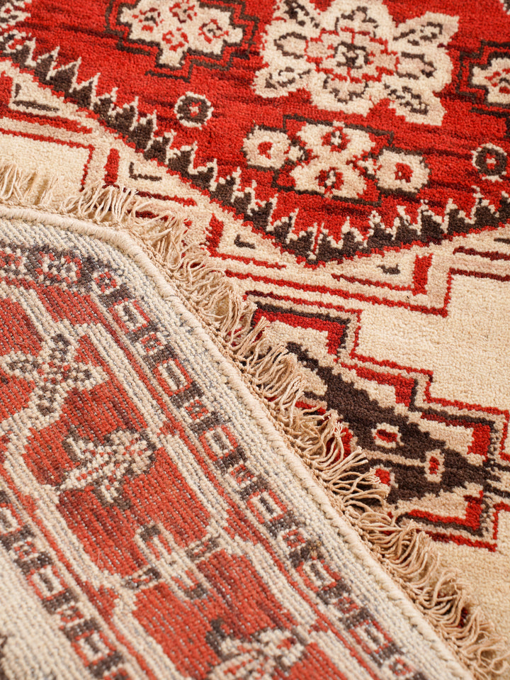 Gold & Red Traditional Medallion Area Rug with Ornate Border
