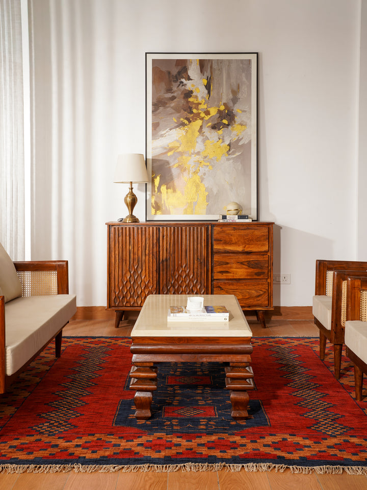 Nomad Multicolor Panel Rug – Bold Tribal Geometry with Layered Medallion Design