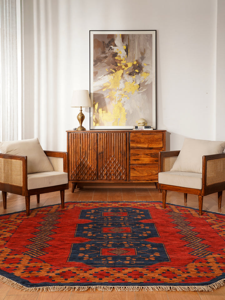 Nomad Multicolor Panel Rug – Bold Tribal Geometry with Layered Medallion Design