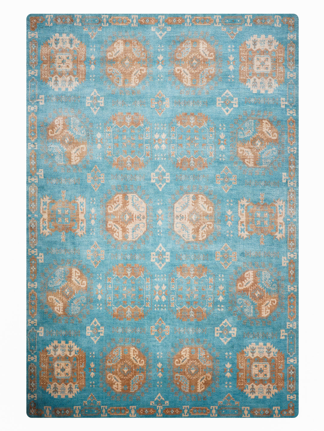 Light Blue Oriental Hand-Knotted Wool Rug