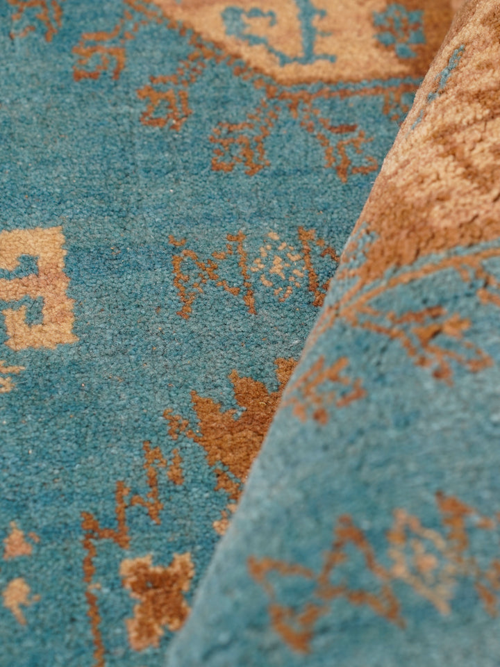 Light Blue Oriental Hand-Knotted Wool Rug
