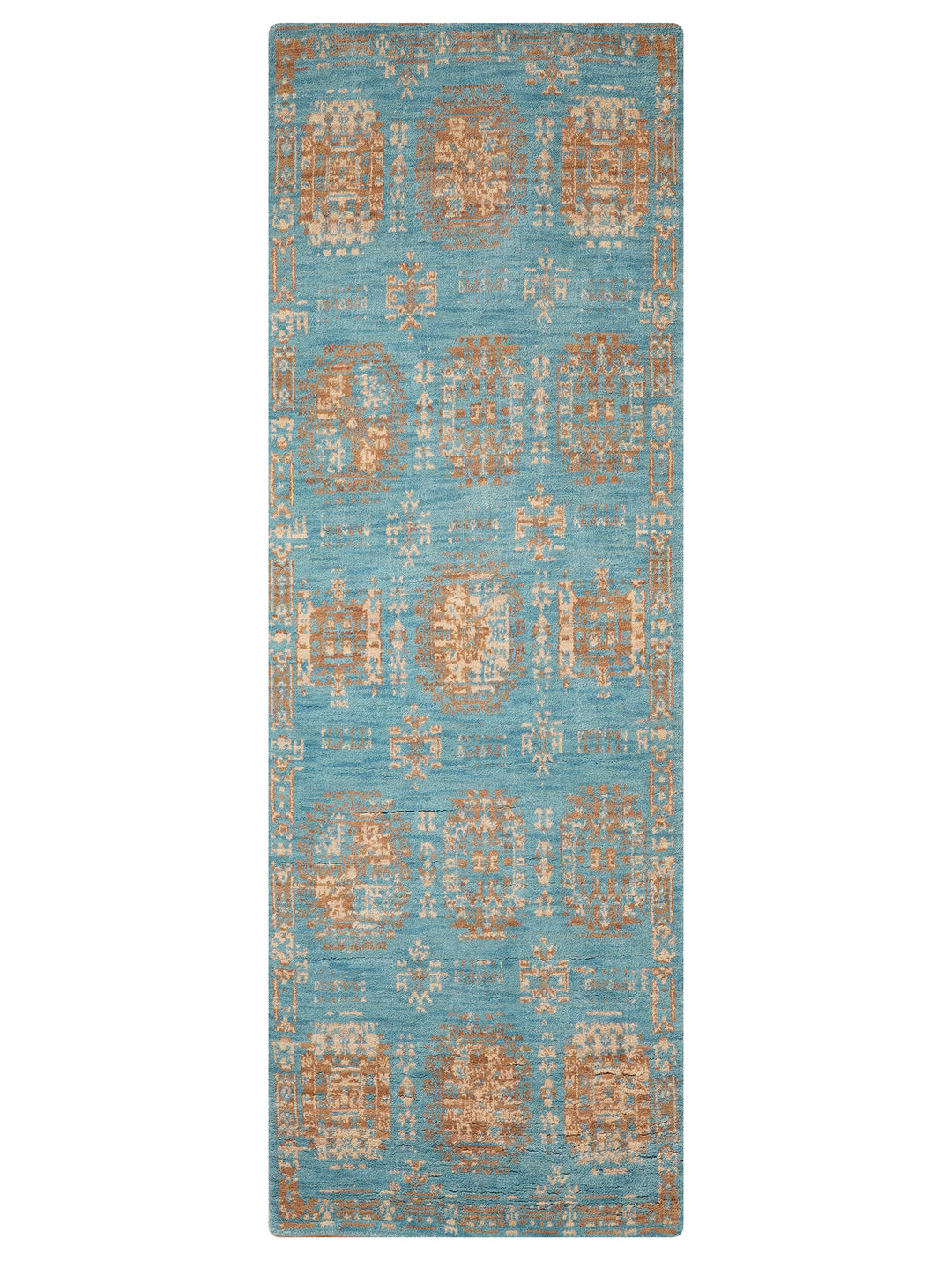 Light Blue Oriental Hand-Knotted Wool Rug