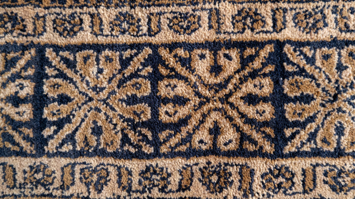 Blue Beige Oriental Hand-Knotted Wool Rug