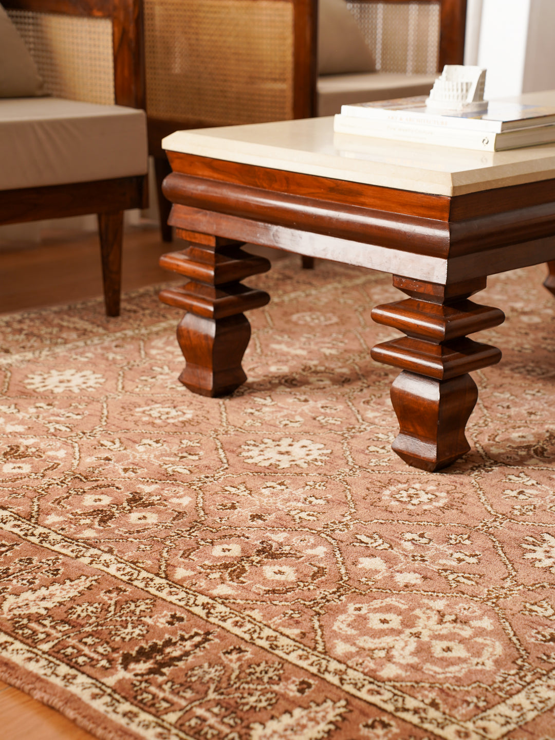 Light Brown & Beige Hand-Knotted Wool Oriental Runner Rug