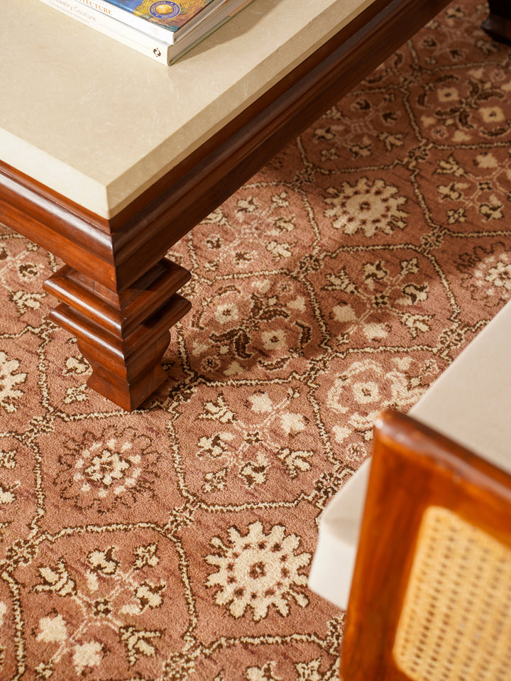 Light Brown & Beige Hand-Knotted Wool Oriental Runner Rug