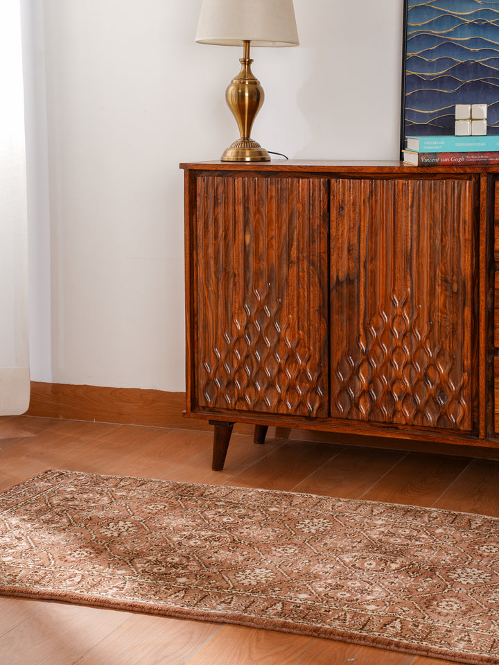 Light Brown & Beige Hand-Knotted Wool Oriental Runner Rug