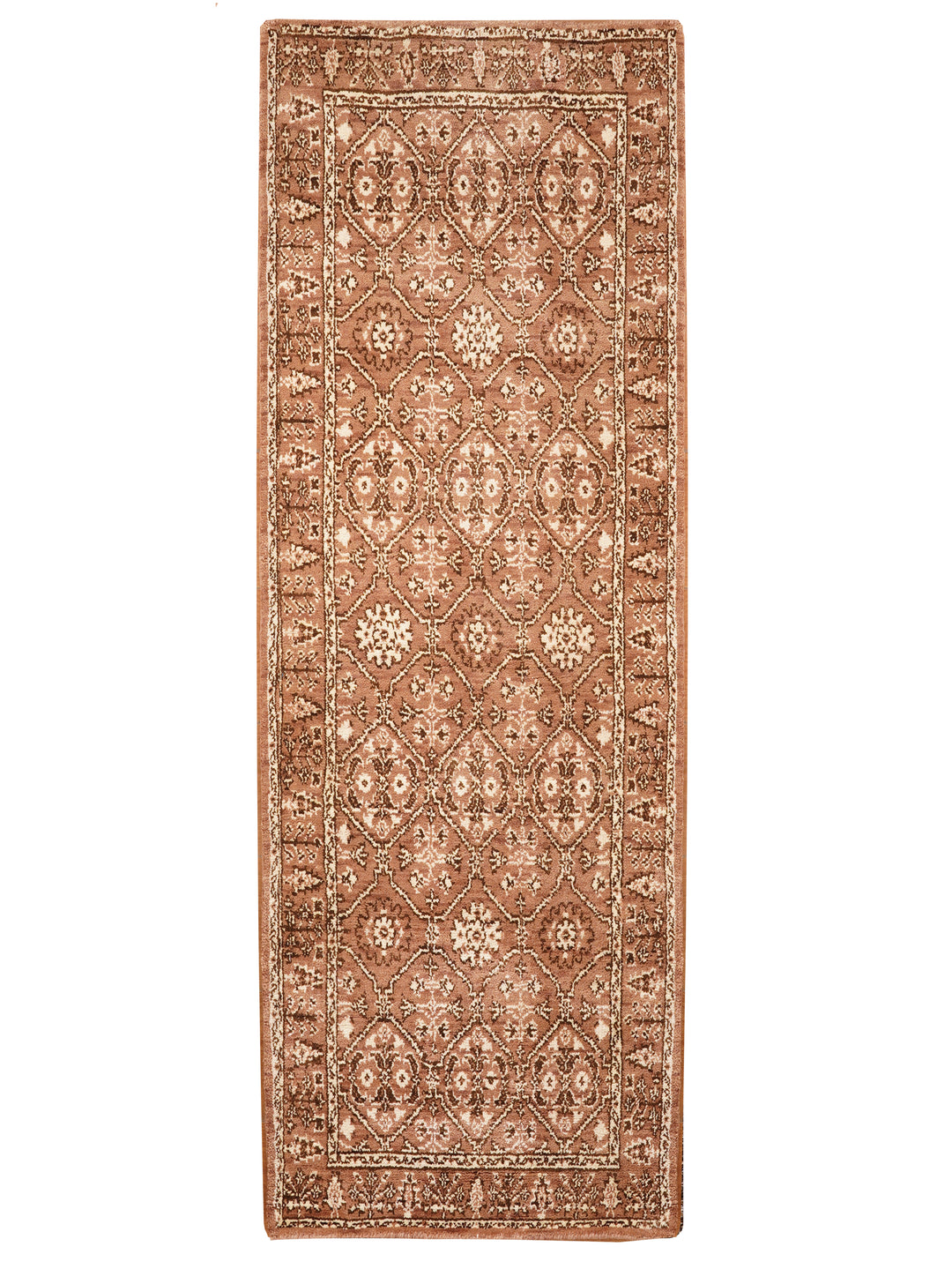 Light Brown & Beige Hand-Knotted Wool Oriental Runner Rug