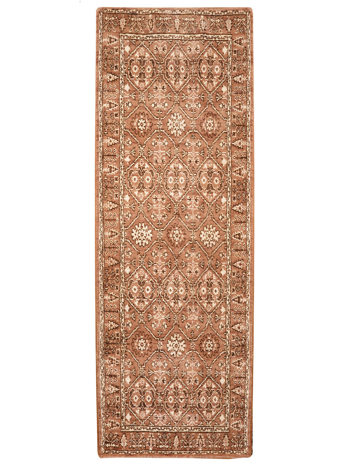 Light Brown & Beige Hand-Knotted Wool Oriental Runner Rug