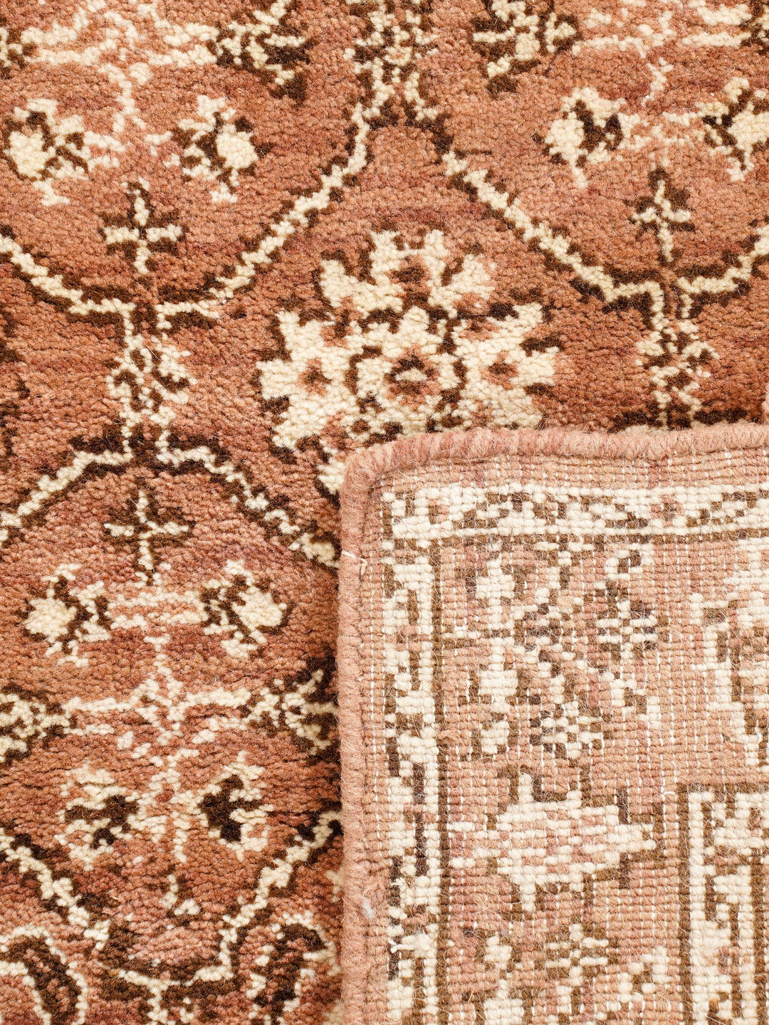 Light Brown & Beige Hand-Knotted Wool Oriental Runner Rug