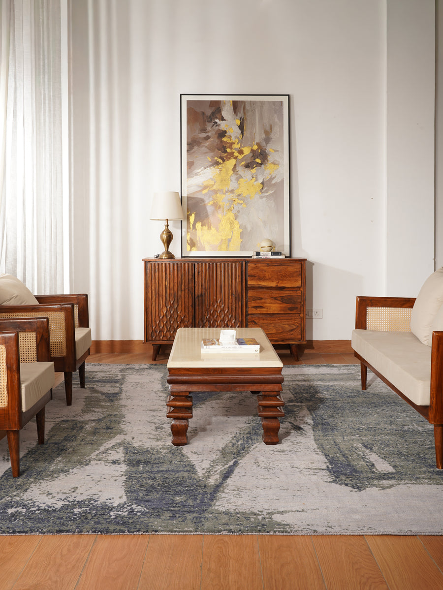 Multicolor Abstract Textured Area Rug with Modern Distressed Pattern