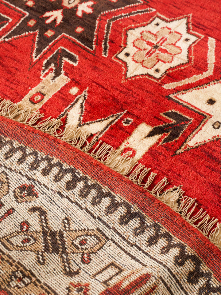 Hand Knotted Oriental Wool Red Cream Area Rug