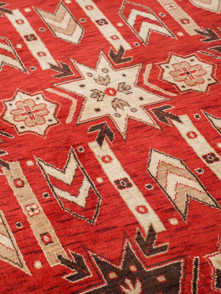 Hand Knotted Oriental Wool Red Cream Area Rug