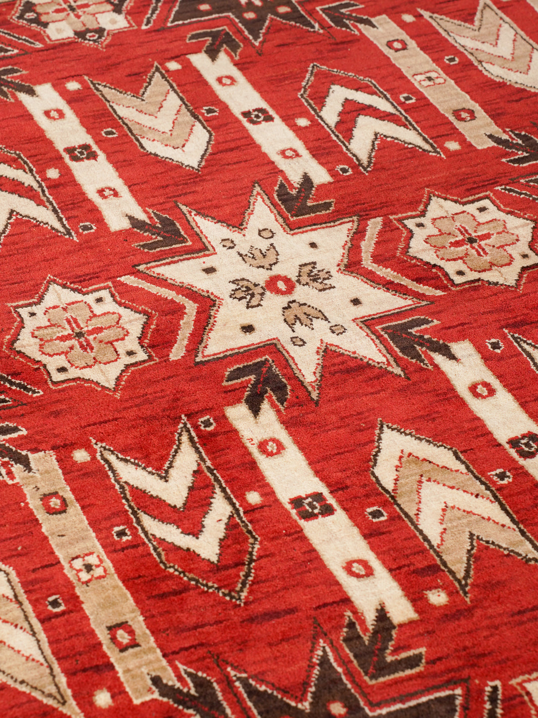 Hand Knotted Oriental Wool Red Cream Area Rug