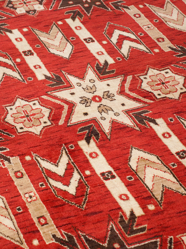 Hand Knotted Oriental Wool Red Cream Area Rug