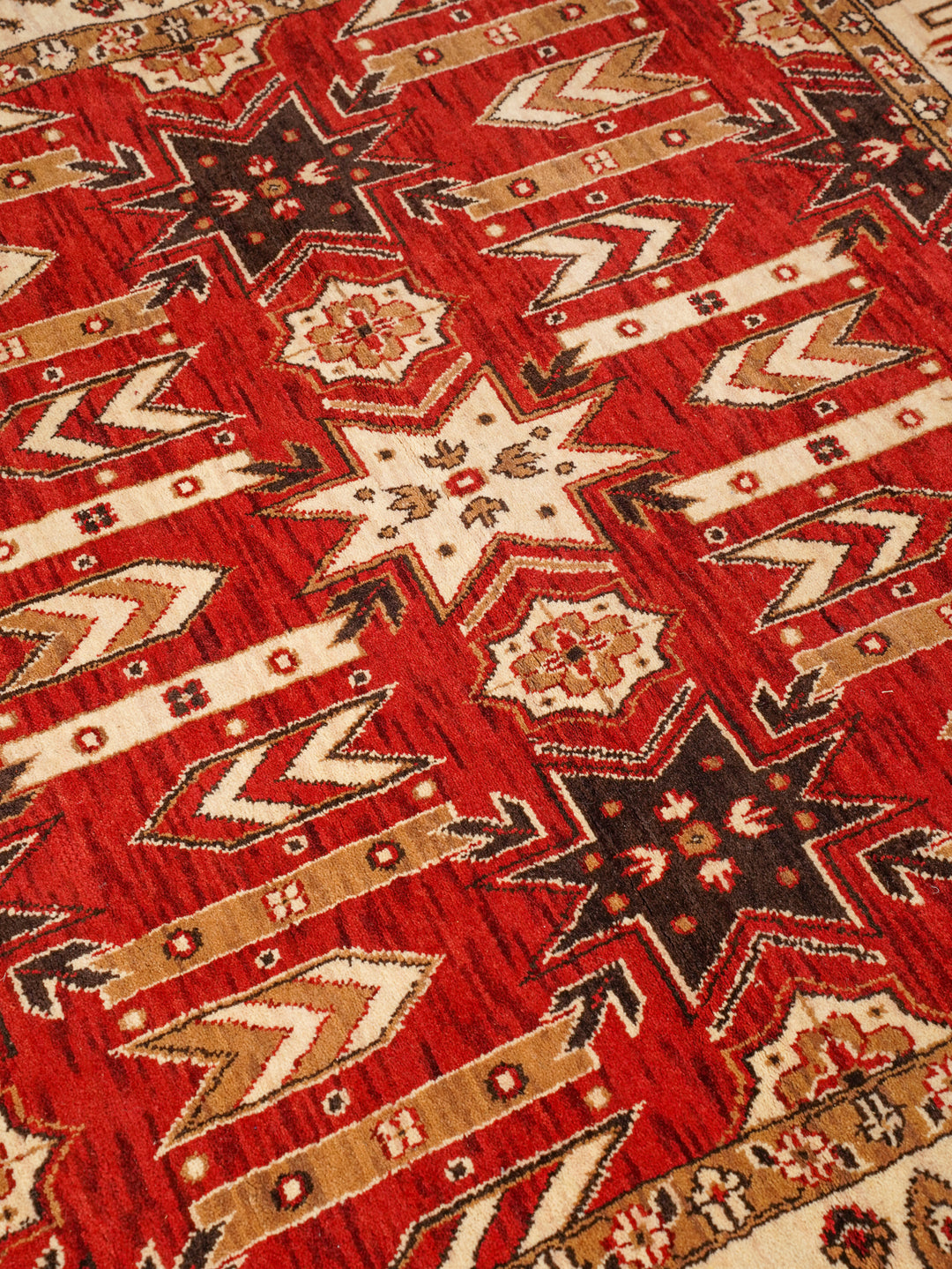 Hand Knotted Oriental Wool Red Cream Area Rug