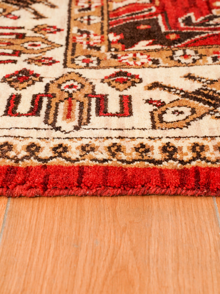 Hand Knotted Oriental Wool Red Cream Area Rug
