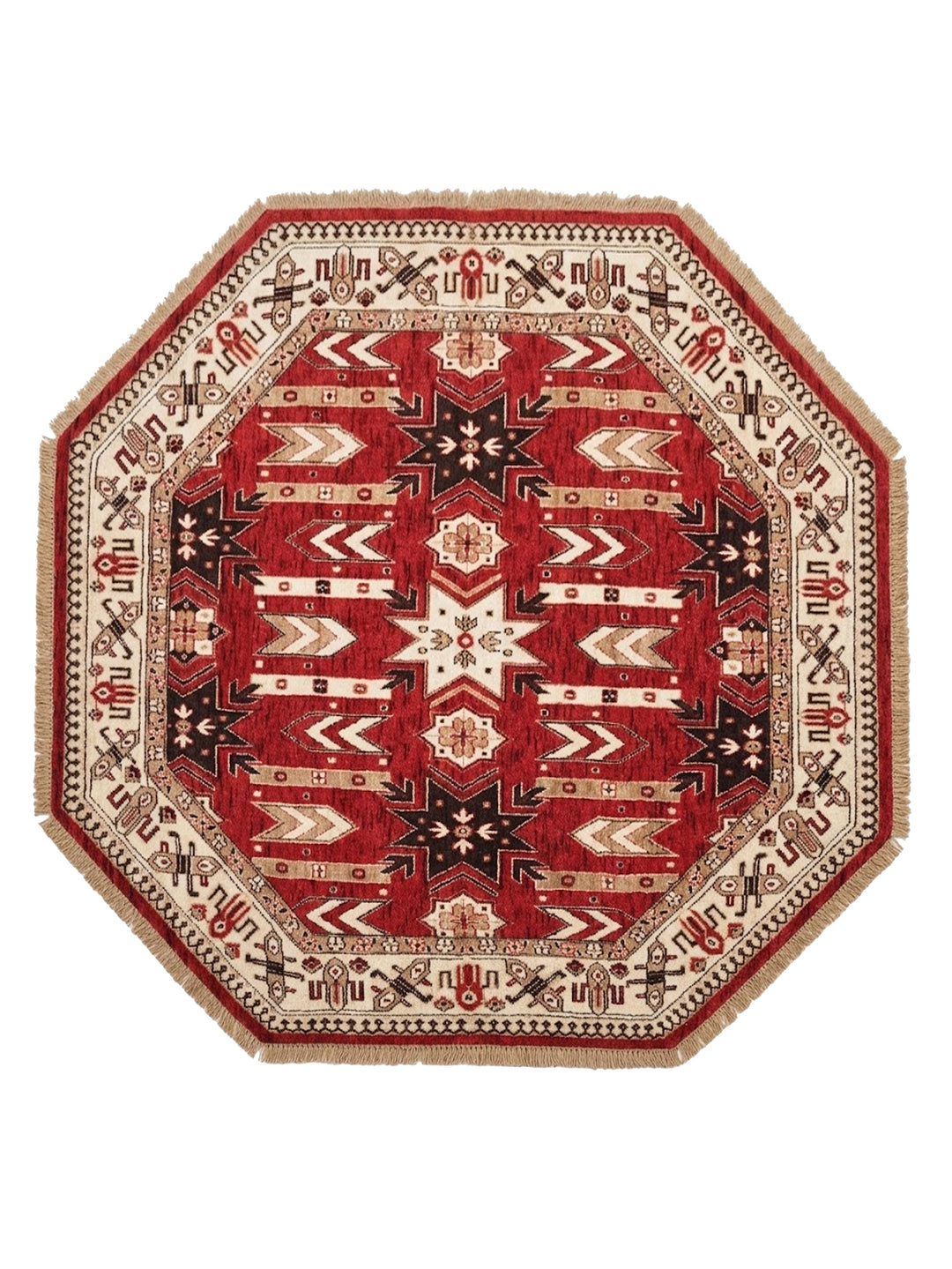 Hand Knotted Oriental Wool Red Cream Area Rug