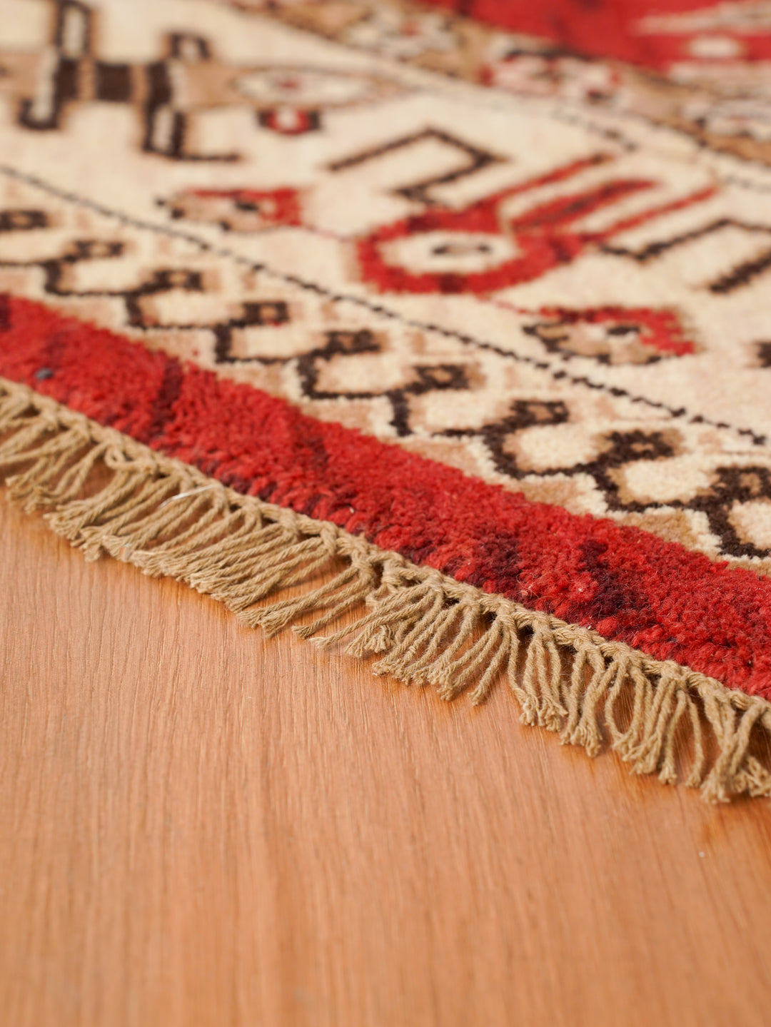 Hand Knotted Oriental Wool Red Cream Area Rug