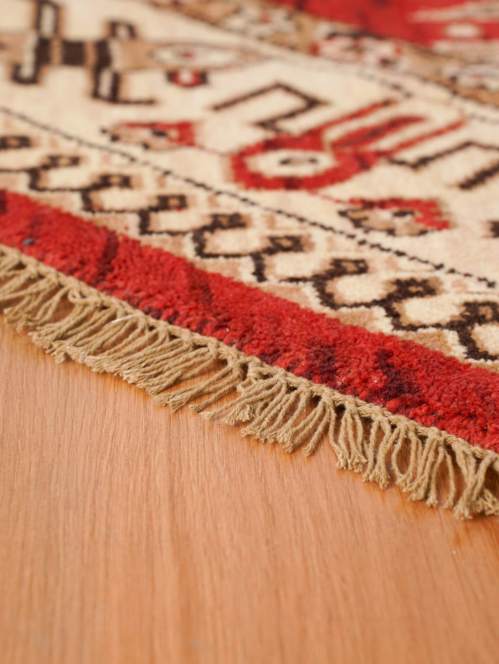 Hand Knotted Oriental Wool Red Cream Area Rug