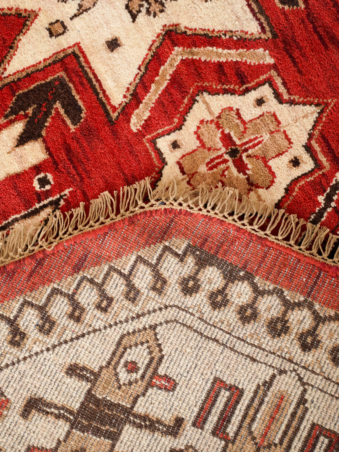 Hand Knotted Oriental Wool Red Cream Area Rug