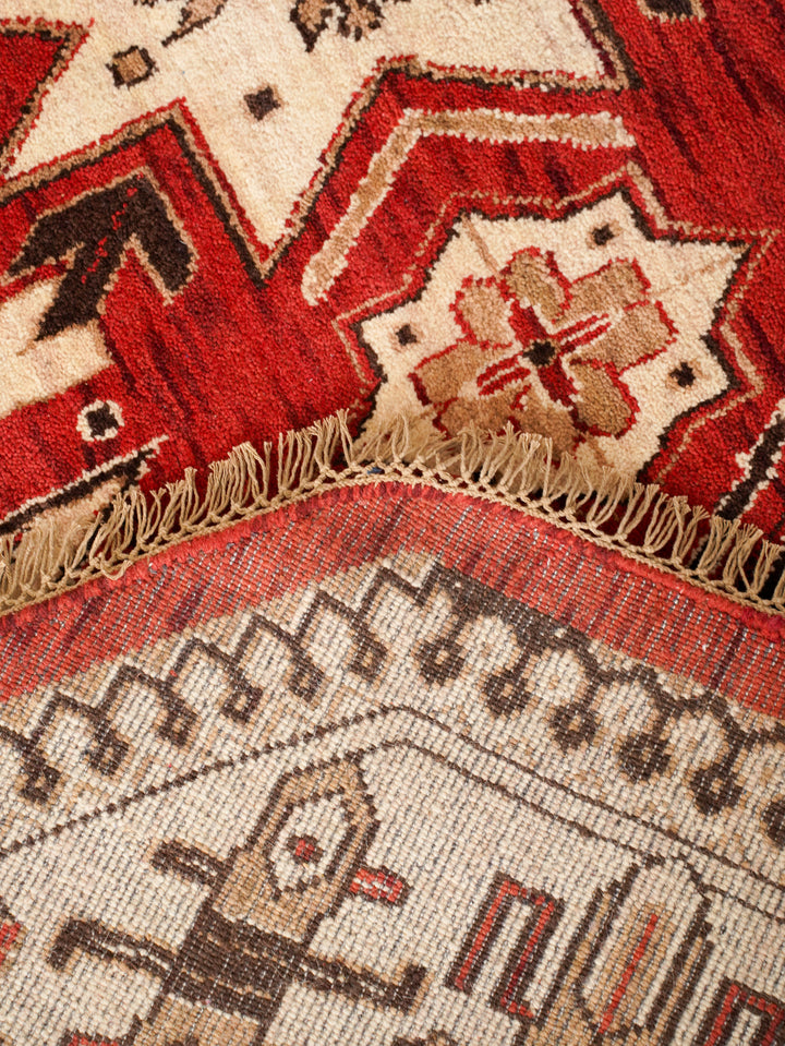 Hand Knotted Oriental Wool Red Cream Area Rug