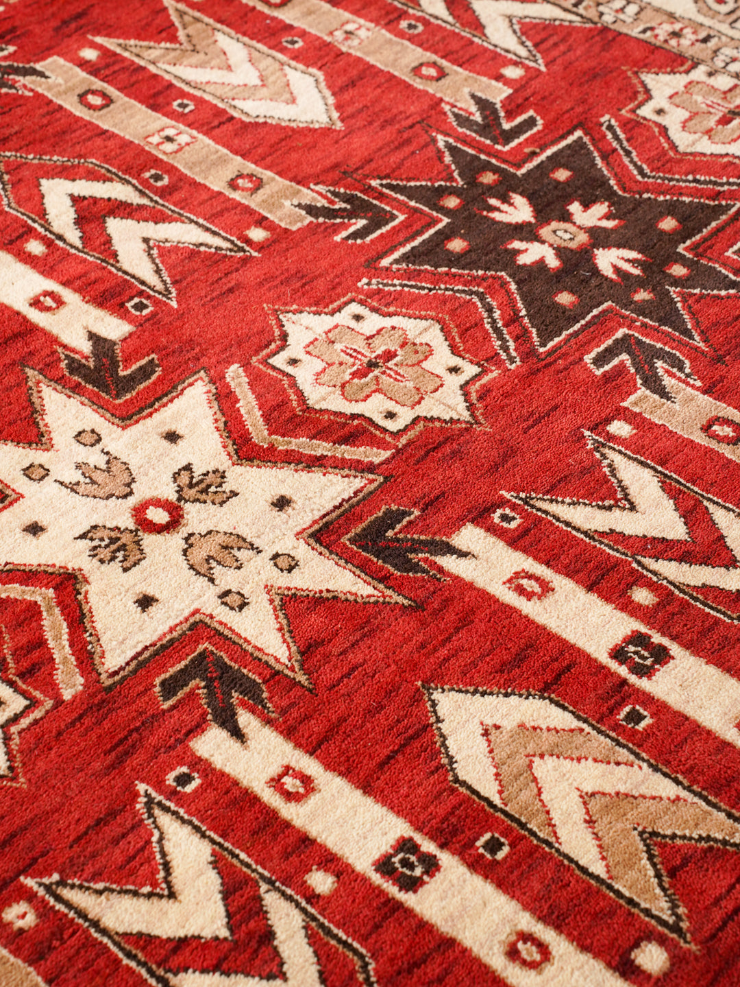 Hand Knotted Oriental Wool Red Cream Area Rug