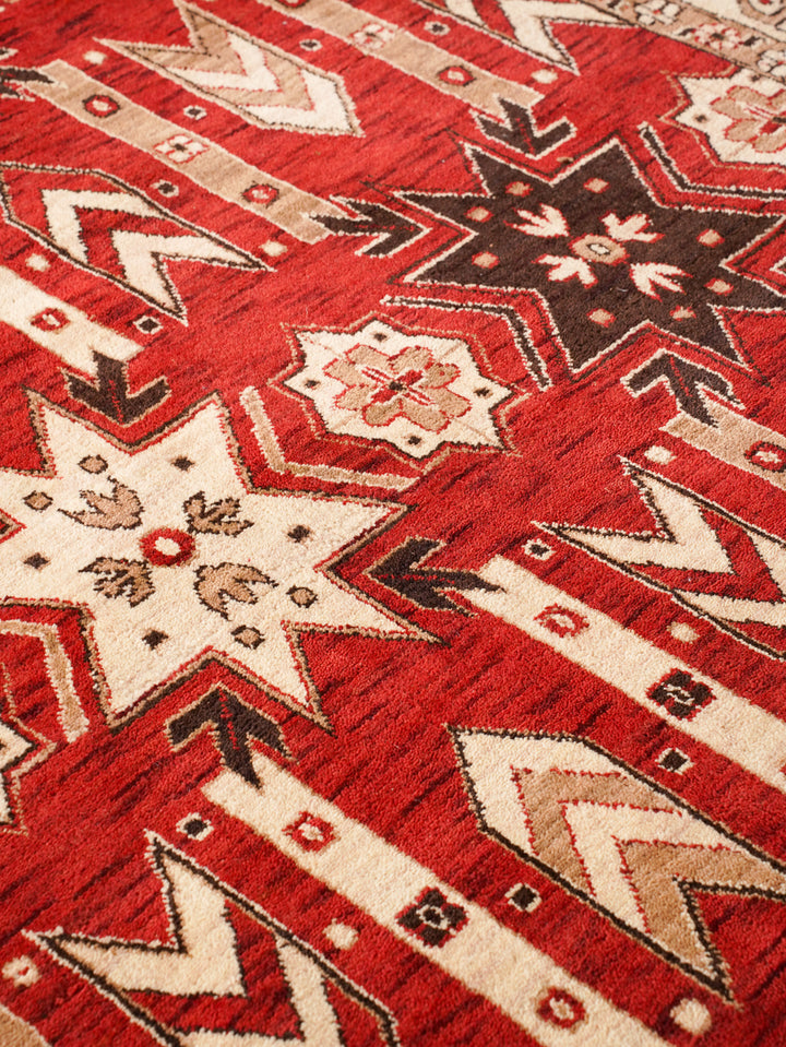 Hand Knotted Oriental Wool Red Cream Area Rug