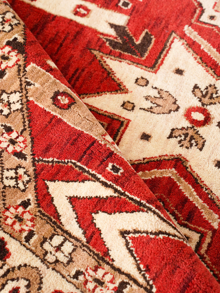 Hand Knotted Oriental Wool Red Cream Area Rug