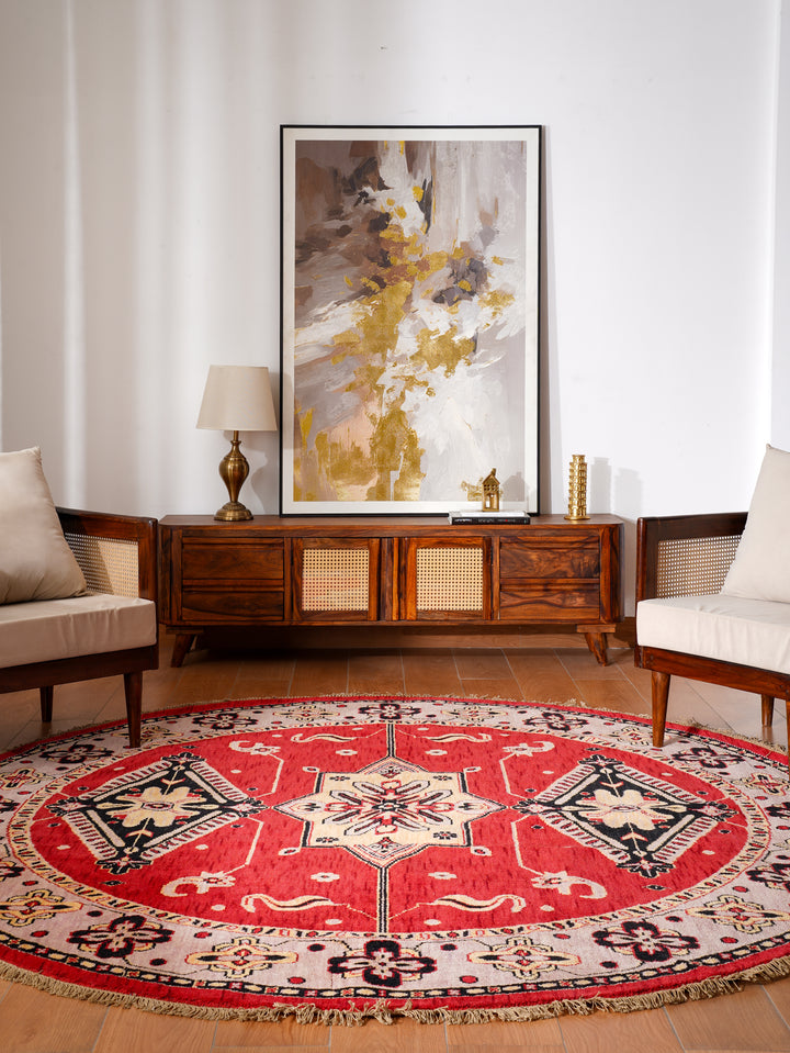 Hand Knotted Oriental Wool Red Beige Area Rug