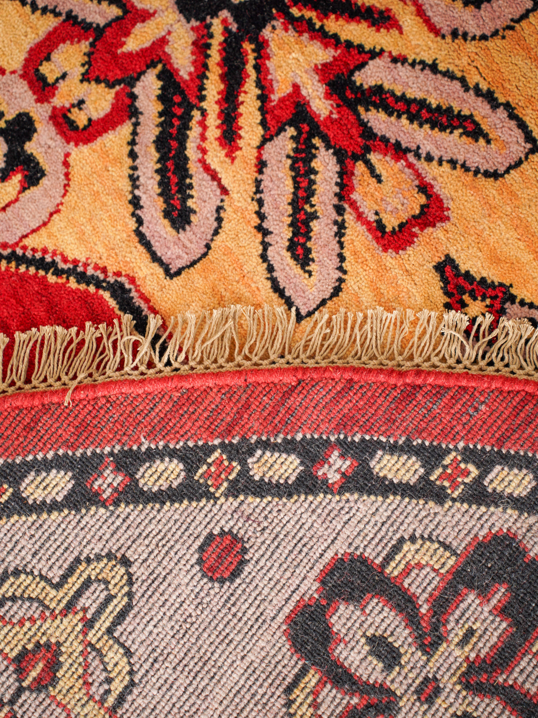 Hand Knotted Oriental Wool Red Beige Area Rug