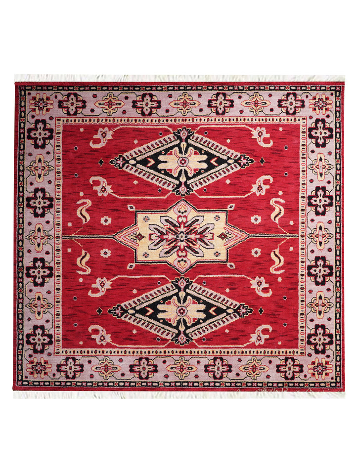 Hand Knotted Oriental Wool Red Beige Area Rug