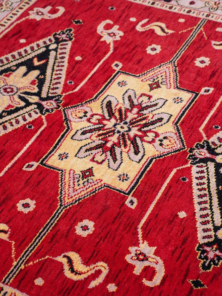 Hand Knotted Oriental Wool Red Beige Area Rug