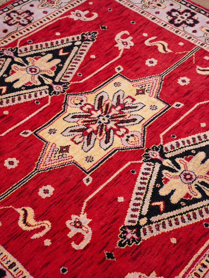 Hand Knotted Oriental Wool Red Beige Area Rug