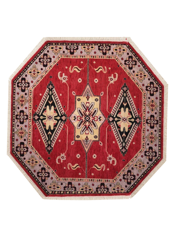 Hand Knotted Oriental Wool Red Beige Area Rug