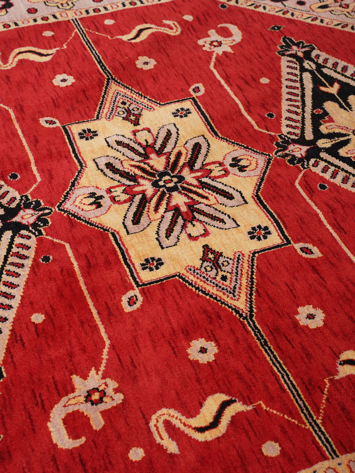 Hand Knotted Oriental Wool Red Beige Area Rug