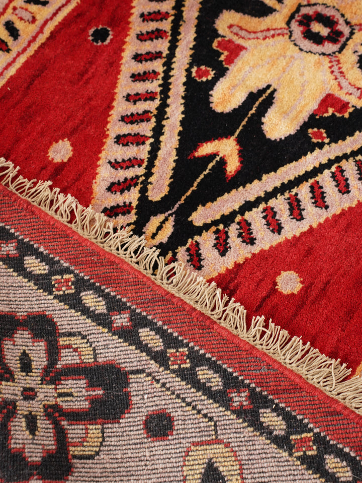 Hand Knotted Oriental Wool Red Beige Area Rug