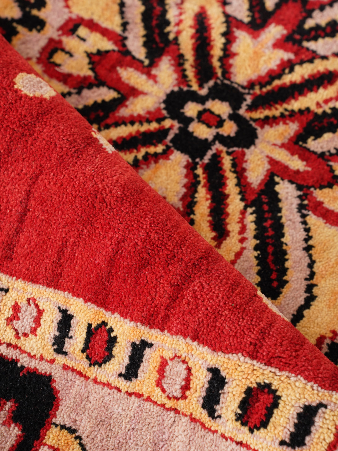 Hand Knotted Oriental Wool Red Beige Area Rug