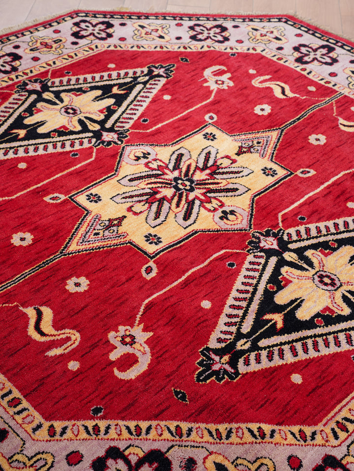 Hand Knotted Oriental Wool Red Beige Area Rug