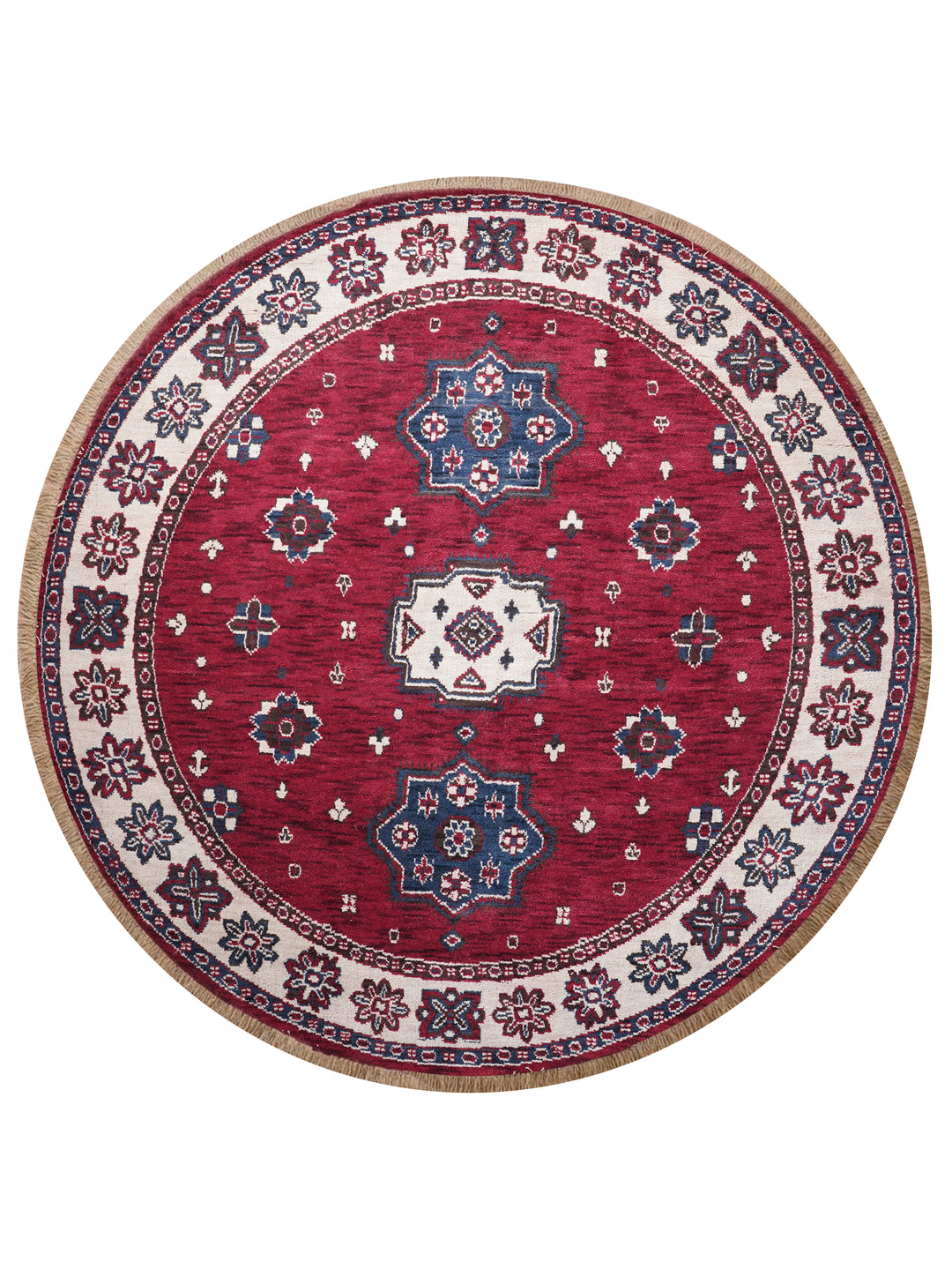 Hand Knotted Oriental Wool Red Cream Area Rug