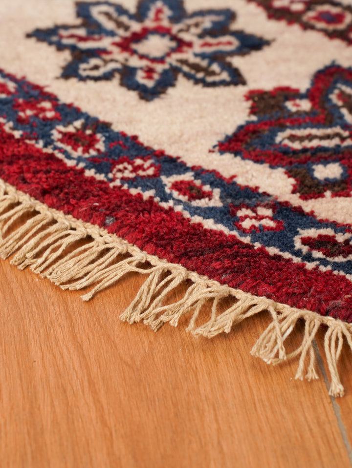 Hand Knotted Oriental Wool Red Cream Area Rug