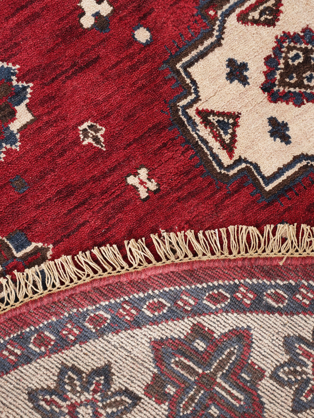 Hand Knotted Oriental Wool Red Cream Area Rug