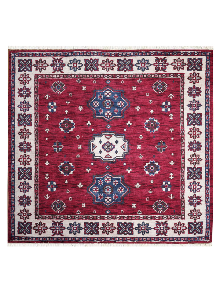 Hand Knotted Oriental Wool Red Cream Area Rug