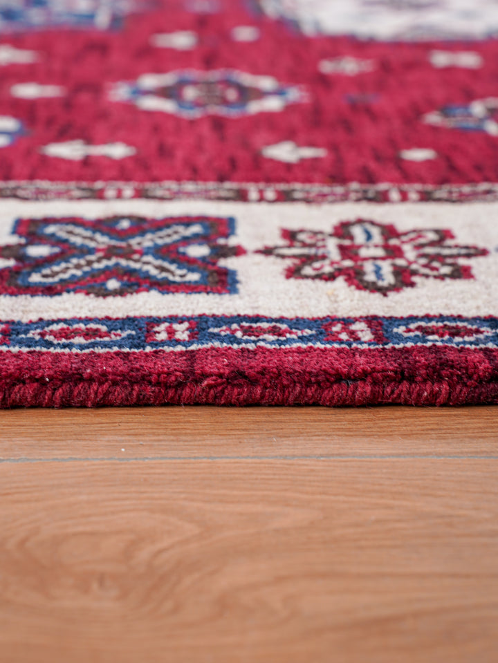 Hand Knotted Oriental Wool Red Cream Area Rug